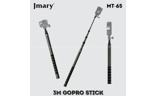 Jmary MT-65 Carbon Fiber Invisible Ultra Long Extension Pole Stick for Action Camera 3 Meter - Black
